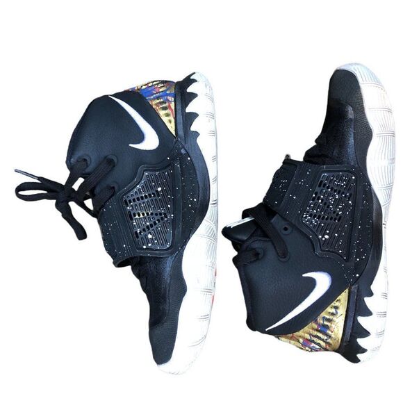 CUSTOM 2019 Nike Kyrie 6 GS 'Jet Black' Gold Black Size 5 - Picture 5 of 16